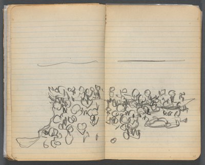 Skitsebog, side 044  45: Strandudsigt af Maurice Prendergast