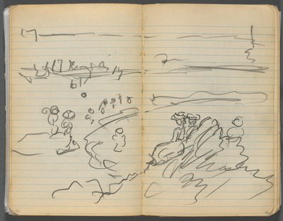 Skitsebog, side 082  83: Strandudsigt af Maurice Prendergast