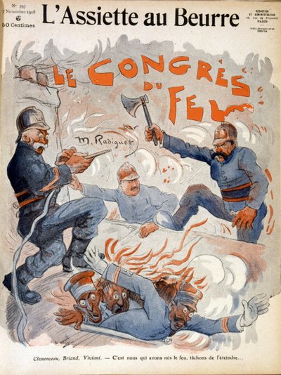 Franske statsmænd Aristide Briand, Georges Clemenceau og Rene Viviani af Maurice Radiguet