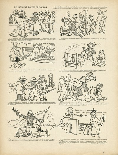 Illustration af Maurice Radiguet (1866-1941) i Le Rire, 21/12/12 - Le syndicrouge de Toulon - Syndikalisme, Toulon af Maurice Radiguet