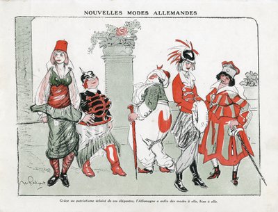 Illustration af Maurice Radiguet (1866-1941) i Mode i Tyskland, ca. 1915 - Nye tyske tilstande - 14-18-krigen, Tyskland Preussen, Tyrkiet, Mode, Triplice - Kvinder af Maurice Radiguet