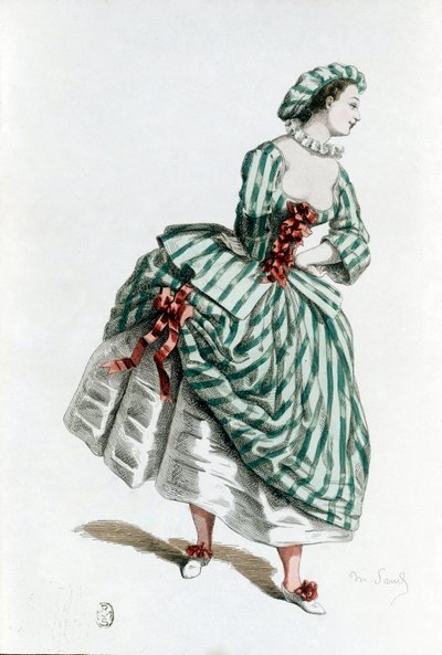 Kostume og maske af Colombine (corallina) i 1855, kvindelig karakter i commedia dell