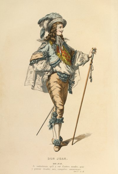 Kostume til rollen som Don Juan, ca. 1868 (kobberstik) af Maurice Sand