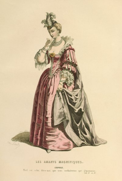 Kostume til rollen som Eriphile, ca. 1868 (kobberstik) af Maurice Sand