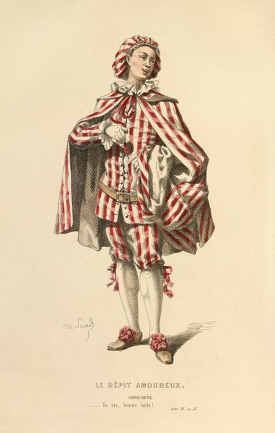 Kostume til rollen som Gros - Rene, ca. 1868 (stik) af Maurice Sand