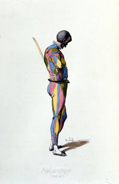 Harlekin i 1858. Maurice Sand “” Masks and Jesters”” Paris 19. århundrede. (Maurice Sand var søn af George Sand) af Maurice Sand