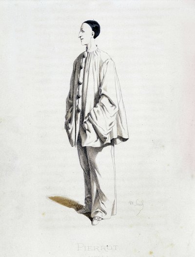 Pjerrot fra ""Masques et bouffons"" (italiensk komedie), tekst og tegninger af Maurice Sand, raderinger af A. Manceau, forord af Georges Sand, Paris, Michel Lévy Frères af Maurice Sand