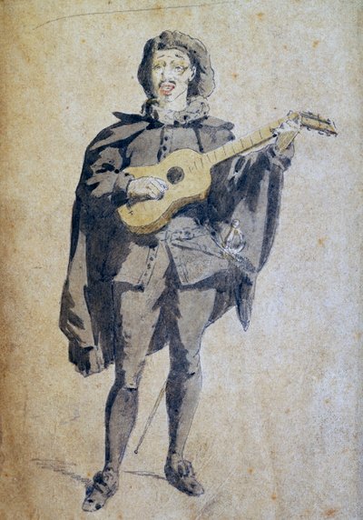 Scaramouche, illustration af Maurice Sand (1823-1889), gravering fra Commedia dell