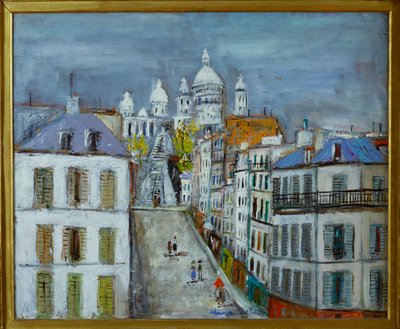 Rue Chappe, Montmartre, ca. 1937 (olie på træplade) af Maurice Utrillo