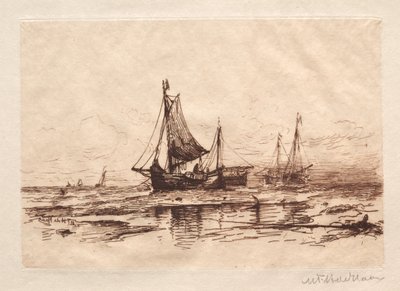 Fiskerbåde på stranden ved Scheveningen. af Maurits Frederik Hendrik De Haas