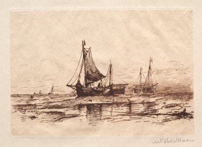 Fiskerbåde på stranden ved Scheveningen af Maurits Frederik Hendrik De Haas
