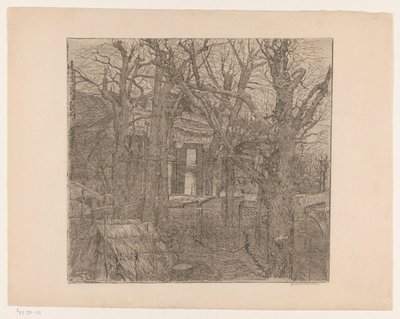 Træer omkring et hus Have i Amsterdam (original titel) af Maurits van der Valk (signed by artist)