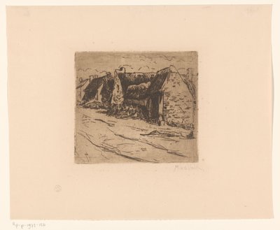 Huse langs en vej af Maurits van der Valk (signed by artist)