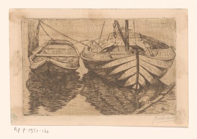 Robåd og sejlbåd af Maurits van der Valk (signed by artist)