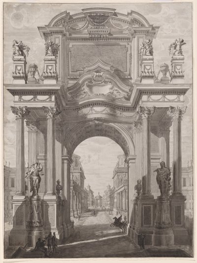 En arkitektonisk Capriccio med en triumfbue af Maurizio Pedetti