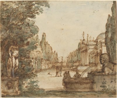Capriccio med en palladisk villa af Mauro Antonio Tesi