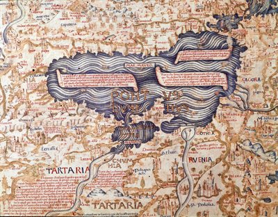 Udsigt over Sortehavet Detalje af verdenskortet (mappamundi) af bror Maurus (Mauro) camaldolese 1459 Biblioteca Marciana, Venedig af Mauro Fra