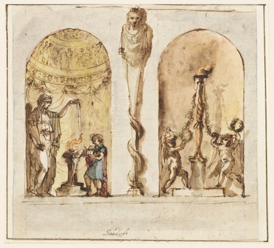 Tegning, malet vægdekoration, 1800-1830 af Mauro Gandolfi