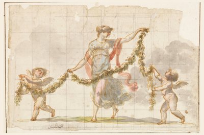 Tegning, vægmaleri, ca. 1820 af Mauro Gandolfi