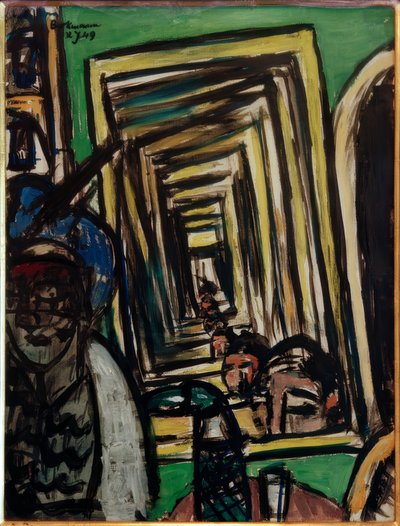 Cafe interiør med spil spejl af Max Beckmann