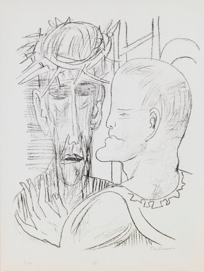 Kristus og Pilatus, tallerken 15 fra porteføljen "Dag og drøm" af Max Beckmann
