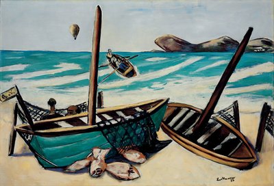 Kystlandskab med ballon af Max Beckmann