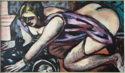 Halvakt med kat af Max Beckmann