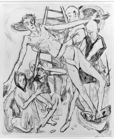 Halvakt med kat af Max Beckmann