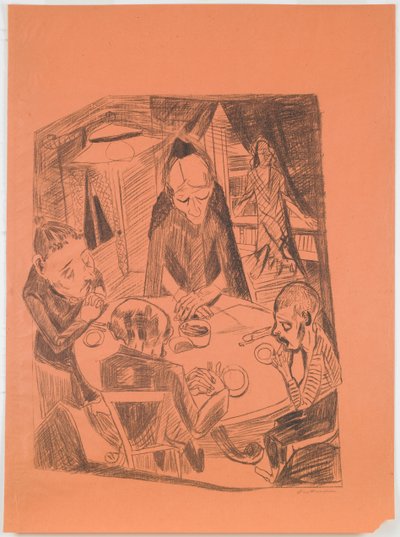 Sult, tavle 5 fra mappen «Helvede» af Max Beckmann