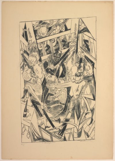 Malepartus, tallerken otte fra Die Hölle af Max Beckmann