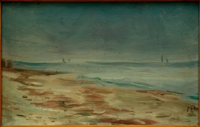 Havstrand, brun og grå af Max Beckmann