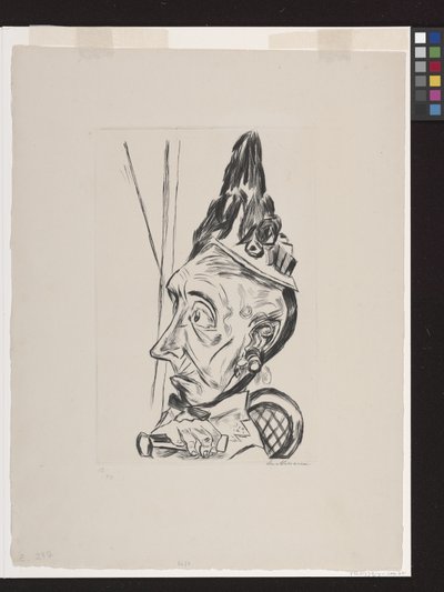 Gammel kvinde med motorhjelm af Max Beckmann