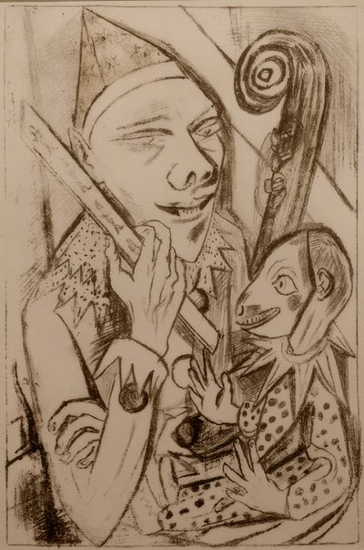 Pjerrot med maske af Max Beckmann