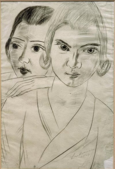 Pizchen og Quappi - dobbeltportræt af Marie-Louise von Motesiczky og Mathilde von Kaulbach af Max Beckmann
