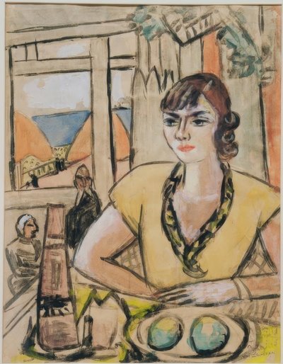 Portræt af Quappi i strandcaféen af Max Beckmann