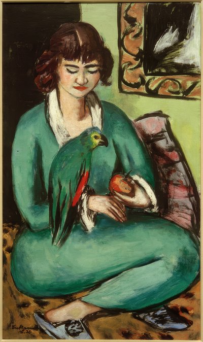 Quappi med papegøje af Max Beckmann