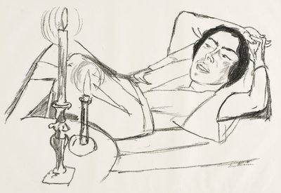 Tilbagelænet kvinde (Portræt af Johanna Loeb) af Max Beckmann