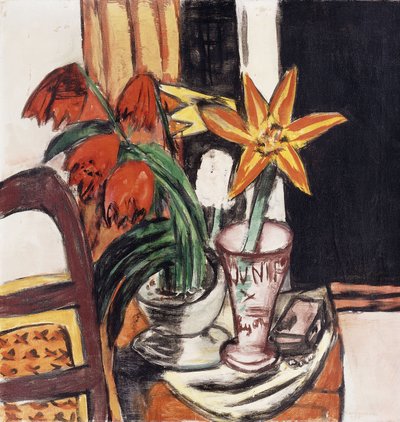 Røde Tulipaner og Ildliljer; Røde tulipaner og tigerliljer af Max Beckmann