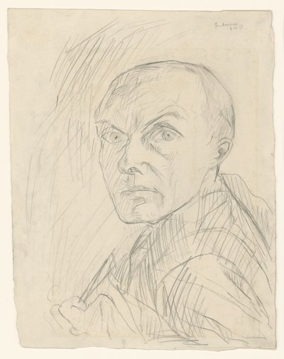 Selvportræt i halvprofil mod venstre af Max Beckmann