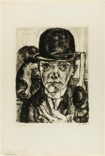 Selvportræt i bowlerhat af Max Beckmann