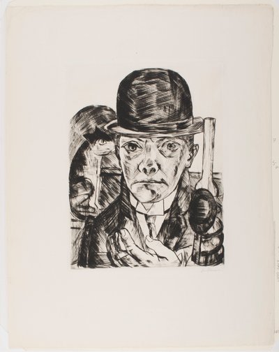 Selvportræt i bowlerhat af Max Beckmann