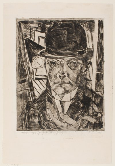 Selvportræt med bowlerhat af Max Beckmann