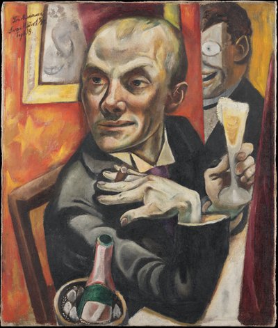 Selvportræt med champagneglas af Max Beckmann