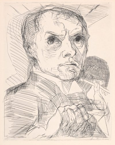 Selvportræt med griffel af Max Beckmann