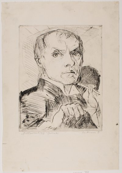 Selvportræt med griffel, blad 19 fra "Ansigter" af Max Beckmann