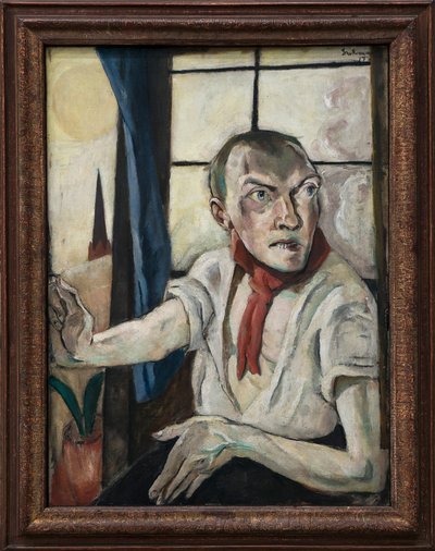 Selvportræt med rødt tørklæde af Max Beckmann