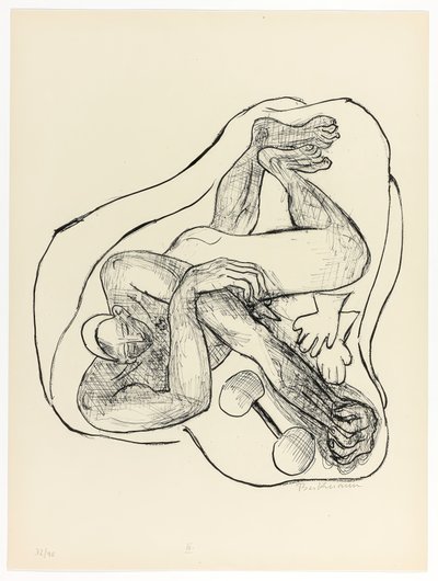 Sovende atlet, tallerken tre fra Day and Dream af Max Beckmann