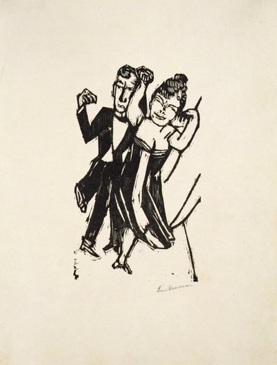 Lille dansende par (træsnit) af Max Beckmann