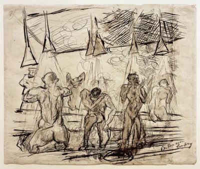 Soldaterbad - brusebad for soldater af Max Beckmann