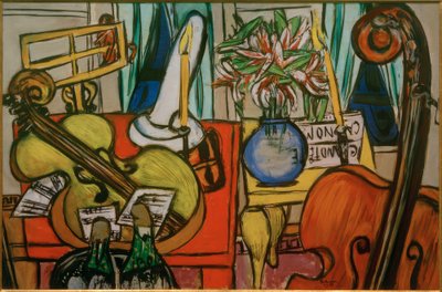 Stilleben med cello og basviolin af Max Beckmann